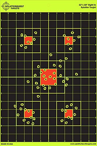 Splatterburst Targets - 12 x 18 inch Sight in Shooting Target - Shots Burst Bright Fluorescent Yellow Upon Impact - Gun - Rifle - Pistol - Airsoft - BB Gun - Air Rifle - Made in USA (10 Pack)