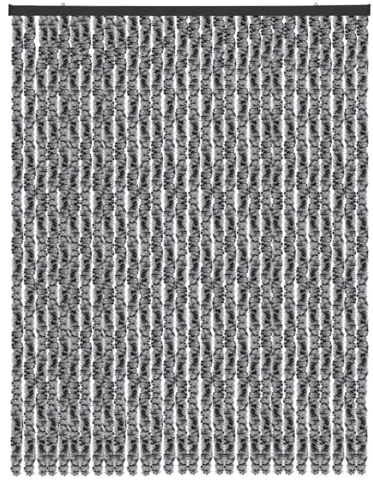 Fluffy Curtain, Meliert schwarz - grau - weiß, 120 x 220 cm