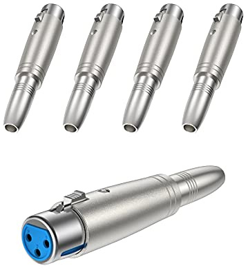 CableCreation [5-Pack XLR 3 Pin Female to 1/4 6.35mm Female Socket Audio Adapter, Silver