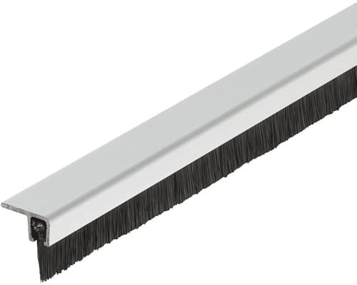 Gedotec Tür-Bürstendichtung als Kälte- und Insektenschutz | 1 Stück - Bürsten-Dichtung | Länge: 2 m | Türdichtung Aluminium - schwarz | zum Abdichten von Türen | Dichtung Tür zum schrauben oder kleben