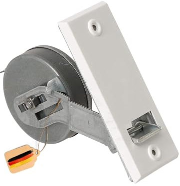 Rollwin Rolladen Gurtwickler Unterputz 105mm Lochabstand - aus Deutschland - mit Gurtwickler Abdeckung Weiß - ohne Gurt - für 23mm Rolladengurt geeignet - Rollo Wickler mit Abdeckblende