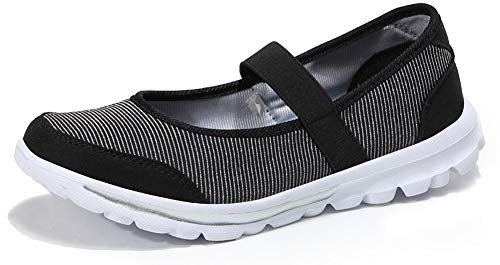 Yooeen Ballerines Femme Confort Mary Janes Chaussures Plates Ultra-léger Baskets Mode Chaussures de Sports Course Fitness Gym Athlétique Outdoor Noir 41 EU