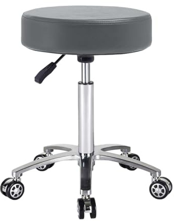 Antlu Rollhocker Höhenverstellbar Hocker Mit Rollen Drehhocker Arbeitshocker Bürohocker Sitzhocker (grau)