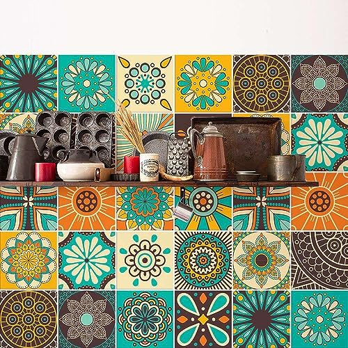 RE-COVERTILES Fliesenaufkleber für Küche und Bad 10 Stück 20x20 cm PS00181 | PVC Material, Wasserfest, Kratzfest, Wanddekoration, Selbstklebend, Made in Italy