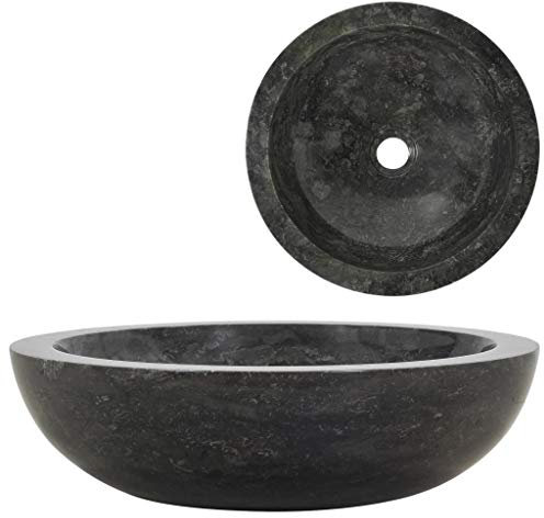 Festnight Évier Lavabo pour Salle de Bain Vasque à Poser 40 x 12 cm Marbre Noir