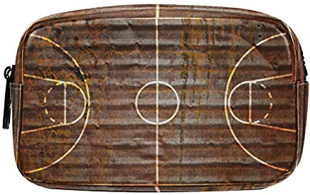 COZYhome Federmäppchen Retro Sport Basketball Court Bleistift Taschen Reißverschluss Schreibwaren Tasche für Mädchen Jungen Frauen Kosmetik Make-up Tasche mit Fächern
