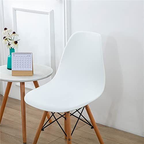 Highdi Samt Schalenstuhl Bezug, Einfarbig Stuhlbezug 2/4/6 er Set Stuhlbezüge Stretch Esszimmerstühle Bezug Moderne Elastischer Stuhlhussen Abnehmbar Waschbar Küchenstühle Husse (Weiß,4 PCS)