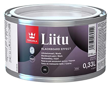 TIKKURILA Liitu - Matt Blackboard Paint For Walls & Furniture - Black - Water-Based - 0.33 Litre