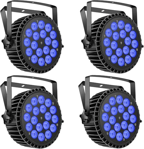 4pcs LED Par Strahler 200W Led Par Scheinwerfer 18 Bühnenlicht Par Licht,RGBW DMX512 Discolicht Partylicht Sound/Master Slave DJ Licht für Party, Konzert, Halloween, Weihnachten, Hochzeit
