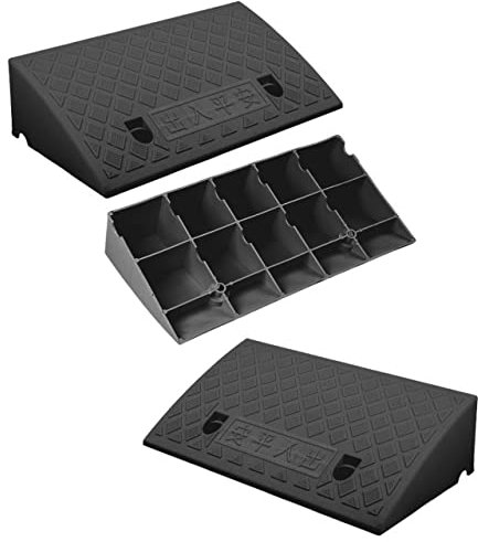 Lot de 3 rampes d'accès - 50 x 27 x 7 cm - Rampe de trottoir - Cale d'accès - Rampe pour fauteuil roulant - Rampe de seuil pour moto, voiture, fauteuil roulant, remorque, brouette - Rampe en plastique