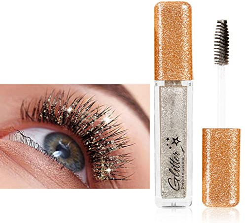 Allbestaye Bunt Mascara, Glitter Wimperntusche, Augen Make-up Extra Long Lash Verlängerung & Volumen Eyelash Wasserdicht Langlebig Natürlich Grün Schwarz Blau Weiß (Silver)