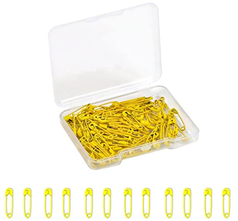 Yellow Safety Pins,Small Safety Pins for Clothes,19mm Metal Mini Saftey Pin for Tag Art Crafting Sewing Jewelry Making (120Pcs/Box)