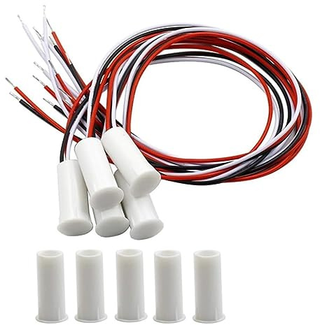 QLXHBOT Magnetischer Reed-Schalter RC-35 NC/NO verdrahteter Tür-/Fensteralarm, 5 Sets, Weiß, Kabelgebunden, Sicherheit zu Hause