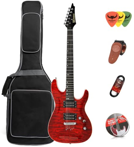 Guitarra eléctrica para principiantes, principiantes, adultos, práctica, guitarra eléctrica, juego de rendimiento avanzado, grado profesional, D170 (rojo)
