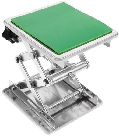 TOPPERFUN Edelstahl Laborhebebühne Manuelle Hubvorrichtung Stabile Hebebühne Plattform Mit Rutschfester Auflage Lab Jack Hebetisch Tragbar Für Labor Und Werkstatt