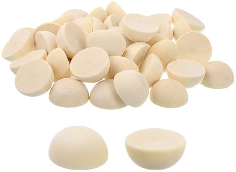 QUARKZMAN 150pz Mezza Sfera in Legno, 20mm Sfere Emisferiche non Finite Perline Rotondo Legno Naturale per Artigianato Fai-Da-Te Ornamenti Festival
