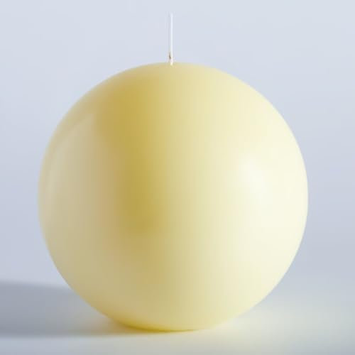 MOZEAL Handgegossene, elfenbeinfarbene große runde Kugelkerzen, 15,2 cm, elegante elfenbeinfarbene runde Stumpenkerzen, tropffrei, geruchlos, rauchfrei, ideal für Hochzeiten und elegante Feiern