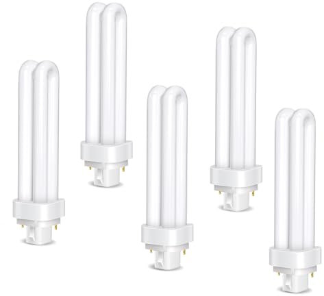 Liuyife 5 Stück G24d-3 2-Polige PLC-Röhrenlampen 26W, Kaltweißes Licht 6500K, 1600LM, 2U-Doppeldrehröhre, Hocheffiziente Leuchtstofflampe Mit Geringem Verbrauch, Geeignet Für Küche, Esszimmer, Büro