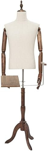 LIUSP Männliche Schaufensterpuppe, Torso, Körperbüste, Modellpuppe mit flexiblen Armen, für Schuhe, Hosen, Schneiderpuppe, Kleidungsdisplay, Beige