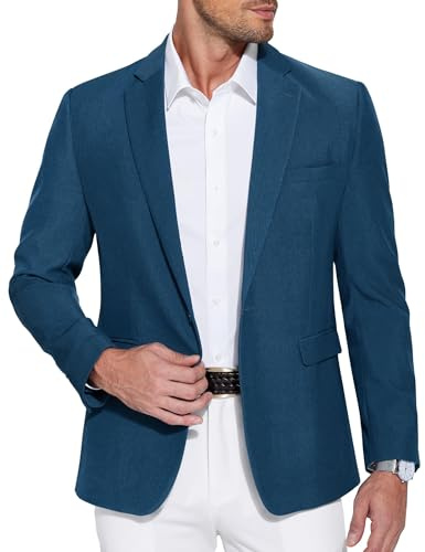 COOFANDY Chaqueta Deportiva de Ocio y Negocios Para Hombre - Traje Deportivo Con Solapas Con Muescas - Chaqueta de Boda Monocolor Azul Marino XXL