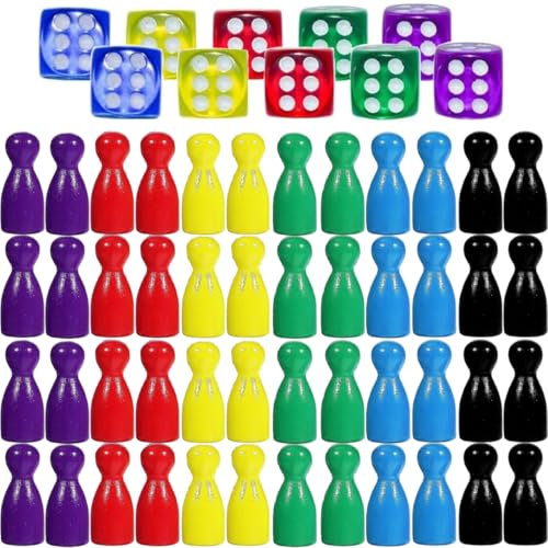 EYVRPAU 10 Piezas Juego de Dados y 24 fichas, Cubos de Juego, acrílico, Juego de Dados, Juego de Mesa (Color)