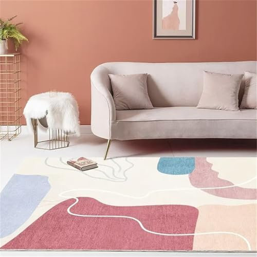 RUGMRZ Teppich RechteckigMädchen Kinderzimmer küchenteppich groß 80x150CM RotBlauer, weicher, waschbarer im modernen, minimalistischen Design Schlafzimmer Teppiche