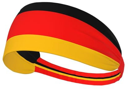 WHJYYXDE Elastisches Übungs-Stirnband – bequemes und atmungsaktives Schweißband für Laufen, Yoga und Fitness-Aktivitäten, Deutschland-Flaggenmuster