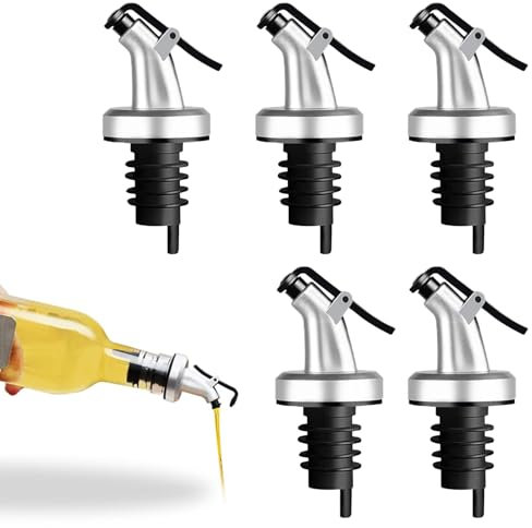 5Pcs Oil Pourer Spout,Olive Oil Bottle Stopper Spout,Leak-Proof Dispenser Wine Pourer for Vinegar Bottles Salad Bottles, Wine Liquor Spirits Bottle Speed Pourer Spout