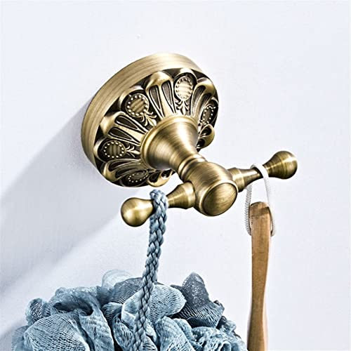 GUIXAN Antikes Badezimmer-Accessoires-Set, bronzefarbener Vintage-Messing-Fönhalter, WC-Papierhandtuchhalter, Ring-Seifenkorb, Bademantelhaken, Haltegriffe im Badezimmer (Farbe: Bademante