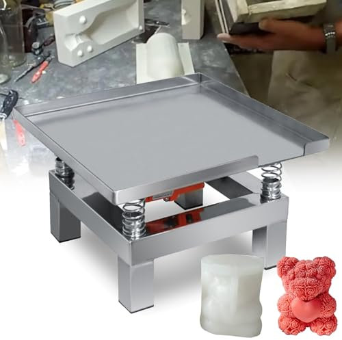 VNATWGOO Table Vibrante pour BéTon en Acier Inoxydable, Banc D'Essai Vibrant 13,8 X 13,8, Agitateur De PlâTre ModèLe, pour La Fabrication De Chocolat, Le Remplissage De Moules,220V