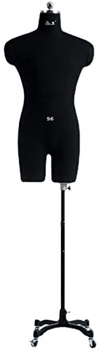 WYRMB Männliche Schneiderpuppen Zum Nähen Von Herrenkleidung Und -Hosen, Übergröße, Vollständig Ansteckbarer Torso-Körper Auf Rädern, Schneiderpuppe Mit Verstellbarer Höhe, Schöne Szene, Schwarz-X
