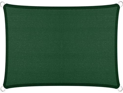 Tenda Parasole per Esterni Quadrata 420 x 540 cm, 95% Protezione Solare, Traspirante, Anti Uv, Antistrappo, Vele Parasole da Giardino Parasole Tendone, per Balcone, Terrazza, Verde Scuro
