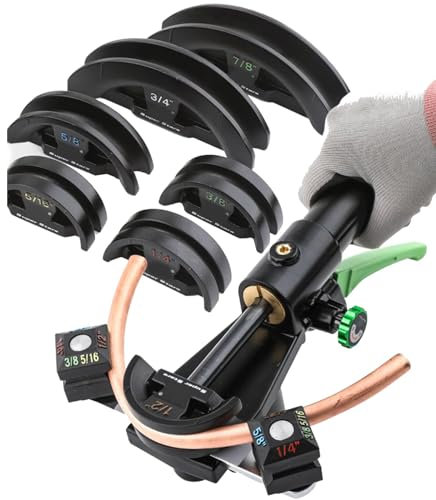 Kit piegatubi Idraulici, Set piegatubi per Tubi in Rame HVAC da 6~22 mm, piegatubi per Tubi in Rame a cricchetto con 7 matrici - Kit piegatubi a 90°