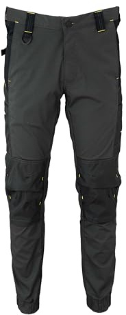 STANLEY Pulse Men's Stretch, Elasticated Hem, Tapered Fit Work Trousers, Grey/Black, W34/L31