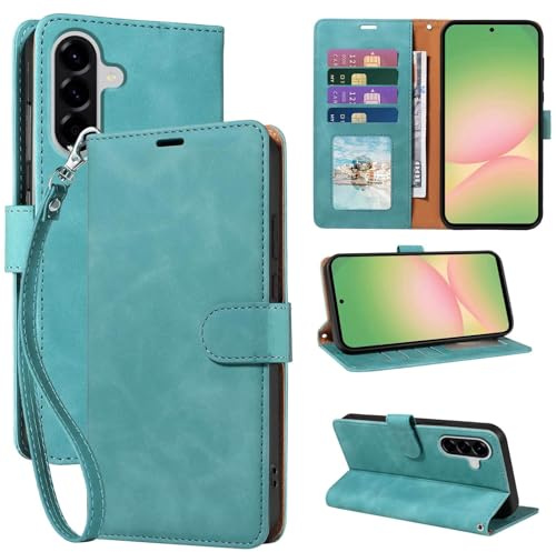 GOTOURED RFID Blocking for Samsung Galaxy A56 Case Wallet (Green) | 4 Card Slots, Soft PU Leather, TPU Inner Shell, Wrist Strap, Kickstand, Magnetic Folio Flip Cover, Shockproof Protective