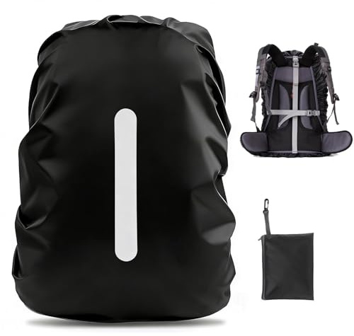 PINEPAN Regenschutz für Rucksack, Schulranzen mit Reflektor Rucksacküberzug mit 2 rutschfesten, verstellbaren Schnallen, Regenschutz für Camping, Wandern, 35L