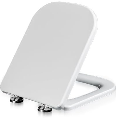 Abattant de WC carré avec système d'abaissement automatique avec système d'abaissement automatique et système d'abaissement automatique Blanc 36 x 44 cm