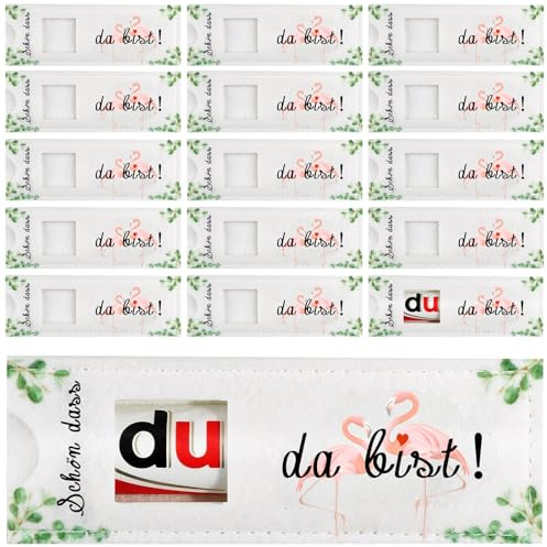 24 Stück Schön dass du da bist Gastgeschenke, Hülle Filz Geschenk