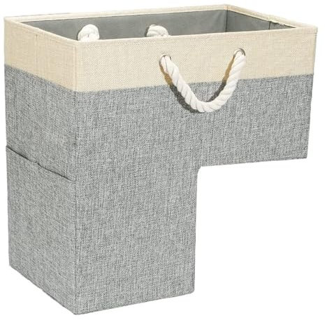 Organizzatore del cesto scala pieghevole - cesto scala a forma di L, della conservazione dei vestiti | Cestini per scale di grandi dimensioni con manico da trasporto, cestini in ordine di scala