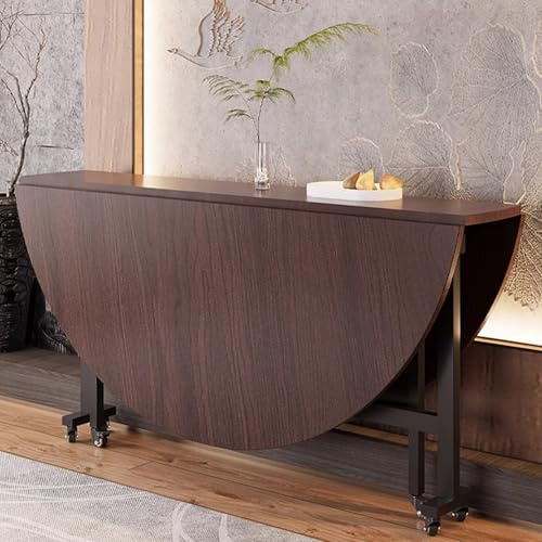 Tavolo da pranzo moderno rotondo pieghevole con 6 ruote, design salvaspazio, 100 x 100 x 75 cm, ideale per piccoli spazi, mobili multifunzionali per sala da pranzo e lavoro.