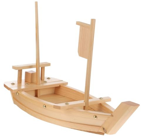 DECOMELODY Plateau De Service à Sushi en Bois Naturel 50 Cm, Assiette à Sushis Bateau, Surface Lisse sans Bavures, pour Restaurant Et Usage Domestique