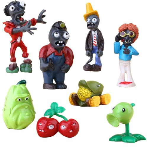 MyrkalaToy Zombies Plants Figures Set, 8 pcs Zombies PVZ Toys Set Play Figures Ornament, ZombiesCake Topper Figures Great Gifts for Kids and Fans, Suitable for Themed Birthday Party Decorations