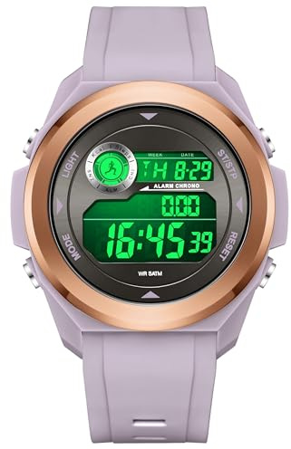 findtime Montre de sport numérique, compteur de calories, podomètre, éclairage, chronographe, chronomètre, étanche 12/24, grande montre militaire, pour homme, femme, étudiant, extérieur, garçon