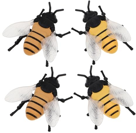 SOPOTUTU 4pcs Realistic Wind-up Bee Manual Metal Jumping Insect Figures for Adults Lifelike Beetle Model Simulation Insect Fly for Halloween Party Favors and Crafting