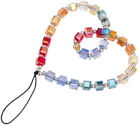 Penitue Dragonne Poignet Perlé pour Téléphone, Dragonne Colorée et Mignonne Appareil Photo Numérique Bracelet Anti-Perte avec Chaîne pour Portable Portefeuille Clés