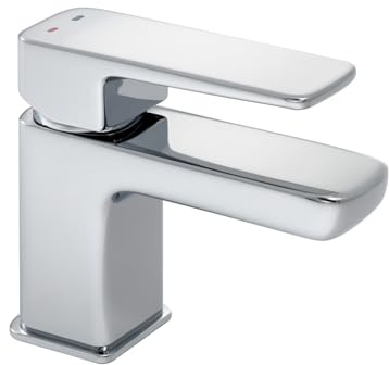 Loch - Mini rubinetto miscelatore monocomando cromato per lavabo, compatto e moderno, comando a leva singola, corpo in ottone resistente