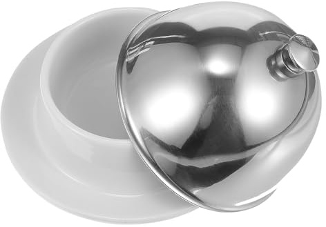 DOITOOL Beurrier Céramique avec Couvercle Inoxydable Pratique pour Condiment Stockage de Beurre et Desserts Léger et Facile à Nettoyer