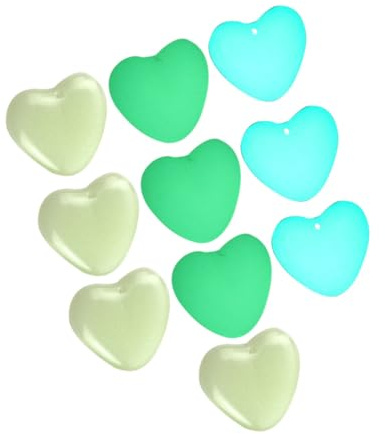 HIAKDOFT 10 Stück Leuchtsteine Herzanhänger Pfirsichfarben Schmuckanhänger Selbstgemacht Zubehör für Halsketten Geschenk Schmuckherstellung Zufällige Farbe