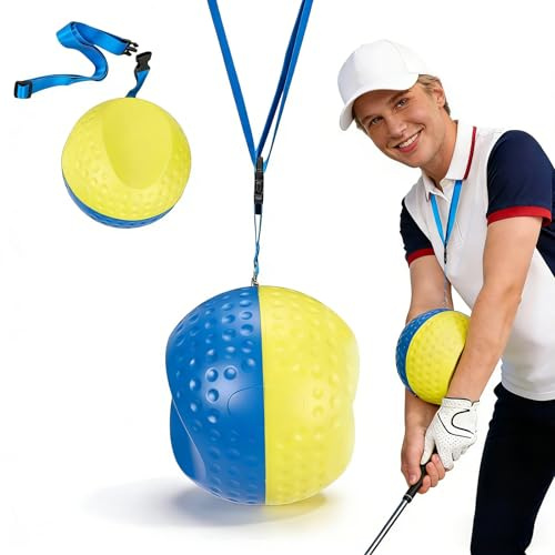 Golf Training Ball, Portable Golf Swing Trainer Ball Golftraining Aid with Carry Rope Posture & Motion Correction Dual-Color Golf Connection Training Aid between Arms for ab 175 cm Körpergröße