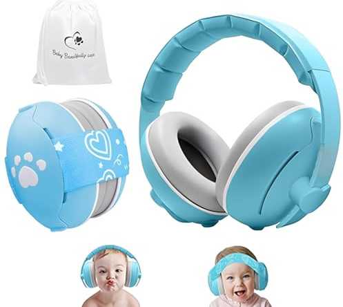 GUKOY 2 in 1 Cuffie Neonato Antirumore, Protezione Acustica Professionale per Bambini, Fasce Regolabili, Riduce i Danni All'udito, Migliora il Sonno, Ideali Fino a 48 Mesi - CE